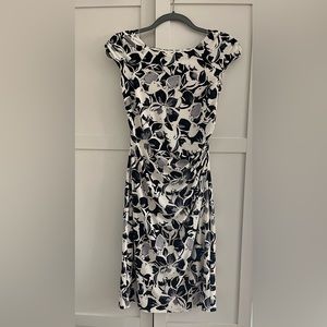Black and White Floral Knit Dress